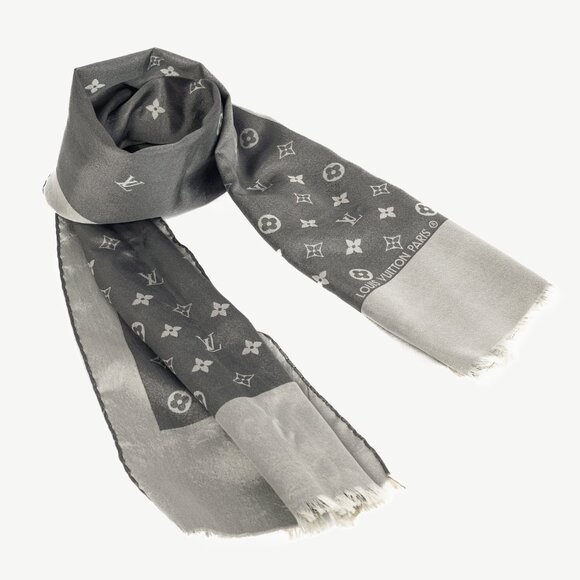 Louis Vuitton Capri Grey Silk Monogram Stole - Picture 1 of 5